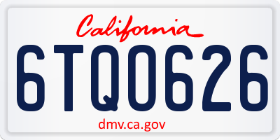 CA license plate 6TQO626