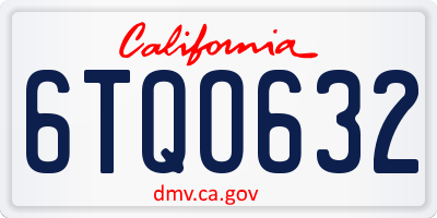 CA license plate 6TQO632