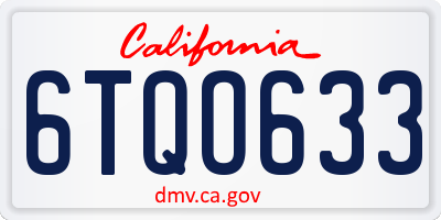 CA license plate 6TQO633