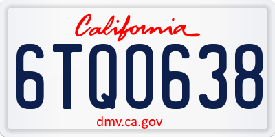 CA license plate 6TQO638