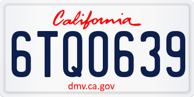 CA license plate 6TQO639