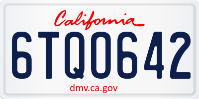 CA license plate 6TQO642