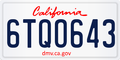 CA license plate 6TQO643