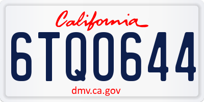 CA license plate 6TQO644