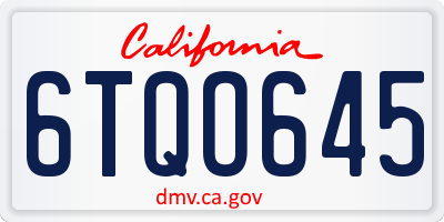 CA license plate 6TQO645