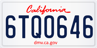 CA license plate 6TQO646