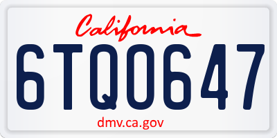 CA license plate 6TQO647