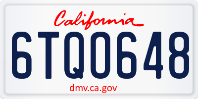 CA license plate 6TQO648