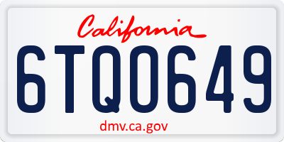 CA license plate 6TQO649