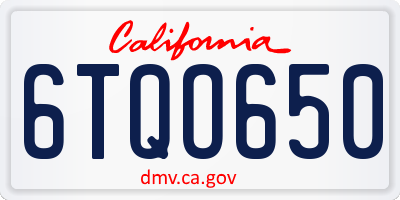 CA license plate 6TQO650