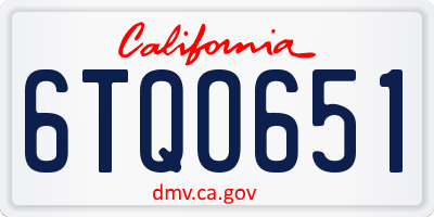 CA license plate 6TQO651