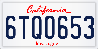 CA license plate 6TQO653