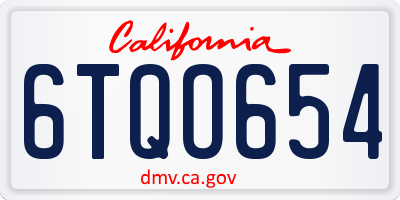 CA license plate 6TQO654