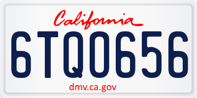 CA license plate 6TQO656