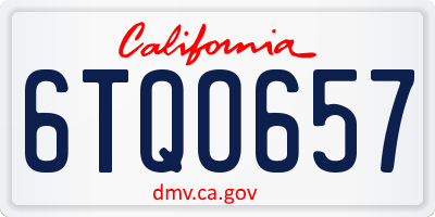 CA license plate 6TQO657