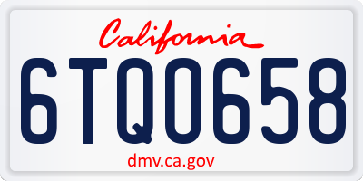 CA license plate 6TQO658