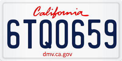 CA license plate 6TQO659