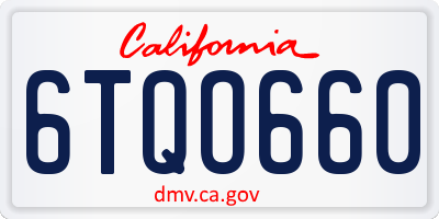 CA license plate 6TQO660