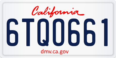 CA license plate 6TQO661