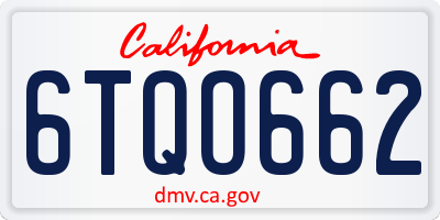 CA license plate 6TQO662