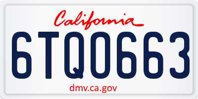 CA license plate 6TQO663