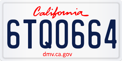 CA license plate 6TQO664