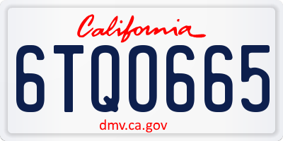 CA license plate 6TQO665