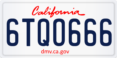 CA license plate 6TQO666