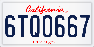 CA license plate 6TQO667