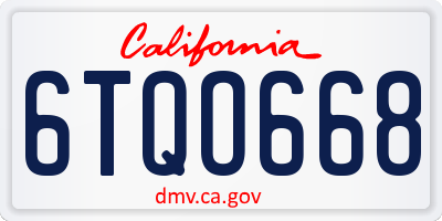 CA license plate 6TQO668