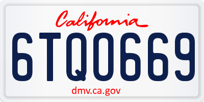 CA license plate 6TQO669