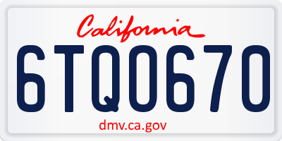 CA license plate 6TQO670