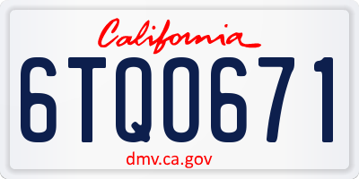 CA license plate 6TQO671