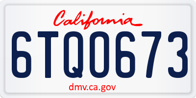 CA license plate 6TQO673