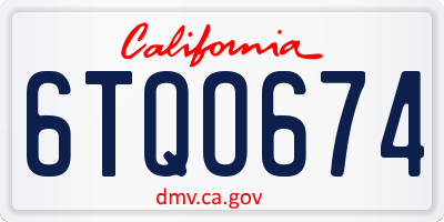 CA license plate 6TQO674