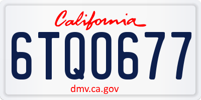 CA license plate 6TQO677