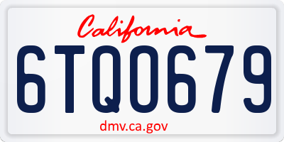 CA license plate 6TQO679