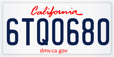 CA license plate 6TQO680