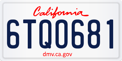 CA license plate 6TQO681