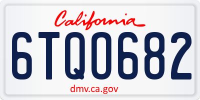 CA license plate 6TQO682