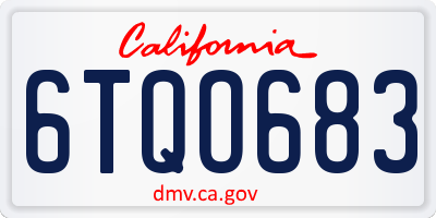 CA license plate 6TQO683