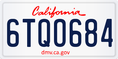 CA license plate 6TQO684