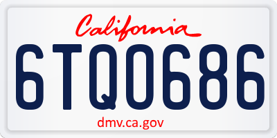 CA license plate 6TQO686