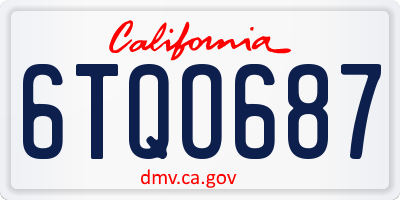 CA license plate 6TQO687