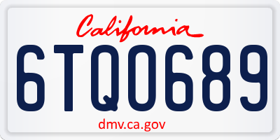 CA license plate 6TQO689