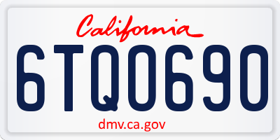 CA license plate 6TQO690