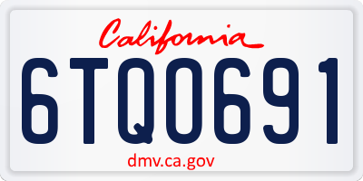 CA license plate 6TQO691