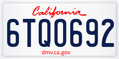 CA license plate 6TQO692