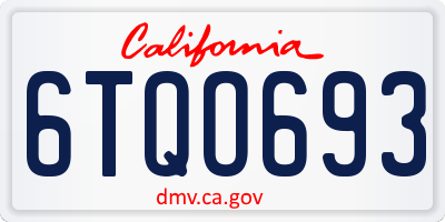 CA license plate 6TQO693