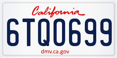 CA license plate 6TQO699